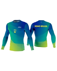 Camiseta de Compresión Remo Brasil Degradé Manga Larga Masculina