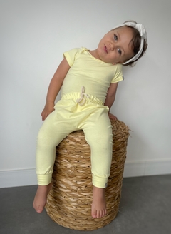 Body Baby Manga Curta Liso Amarelo - comprar online