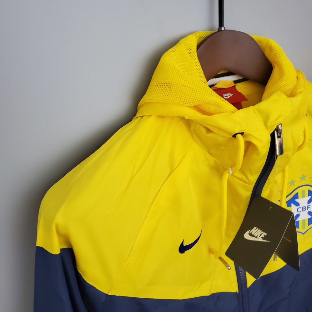 Blusa Corta Vento Seleção Brasileira Nike Masculina - Amarelo e Azul
