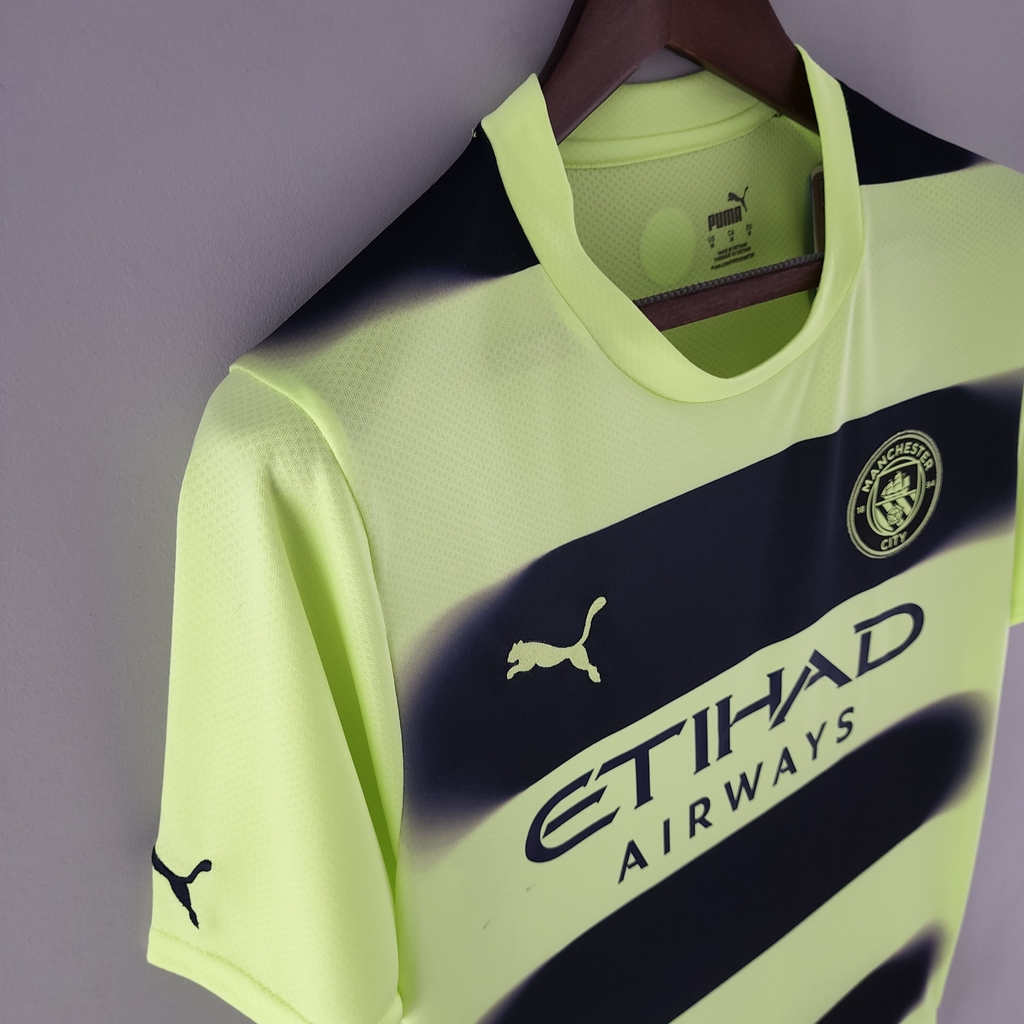 Camisa Manchester City Third 22/23 Torcedor Puma Masculina - Verde e Preta