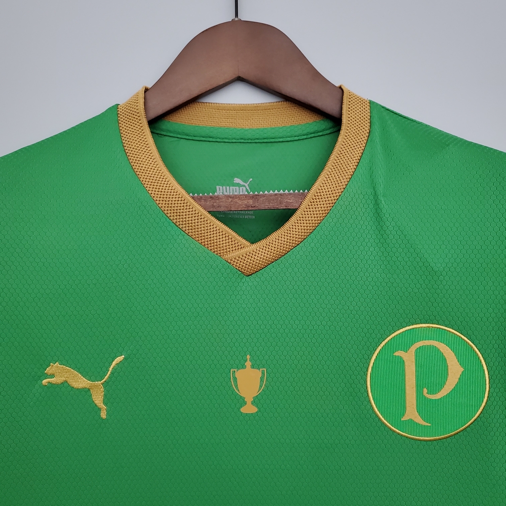 Camisa Palmeiras "70 anos Copa Rio 1951" 2021 Torcedor Puma Masculina -  Verde e Dourado