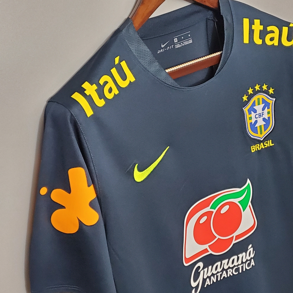 Camisa Seleção Brasileira Treino Todos os Patrocínios Torcedor Nike  Masculina - Preta