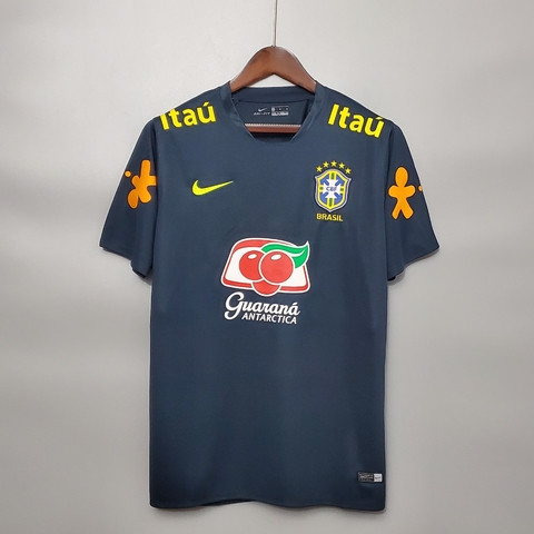 Camisa Seleção Brasileira Treino Todos os Patrocínios Torcedor Nike  Masculina - Preta