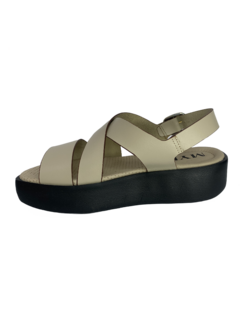 Sandalia Anabela Couro Nude Myky Ref 1001 - comprar online