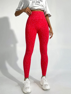 CALZA SEAMLESS Y FRUNCE - "LEOPARDO RED" - SUNFIT Sportswear