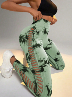 CALZA SEAMLESS Y FRUNCE - "BATIK GREEN ESPARTANA"