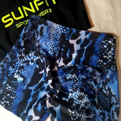 SHORT con FRUNCE + CORTE V "LEOPARDO BLUE" - SUNFIT Sportswear