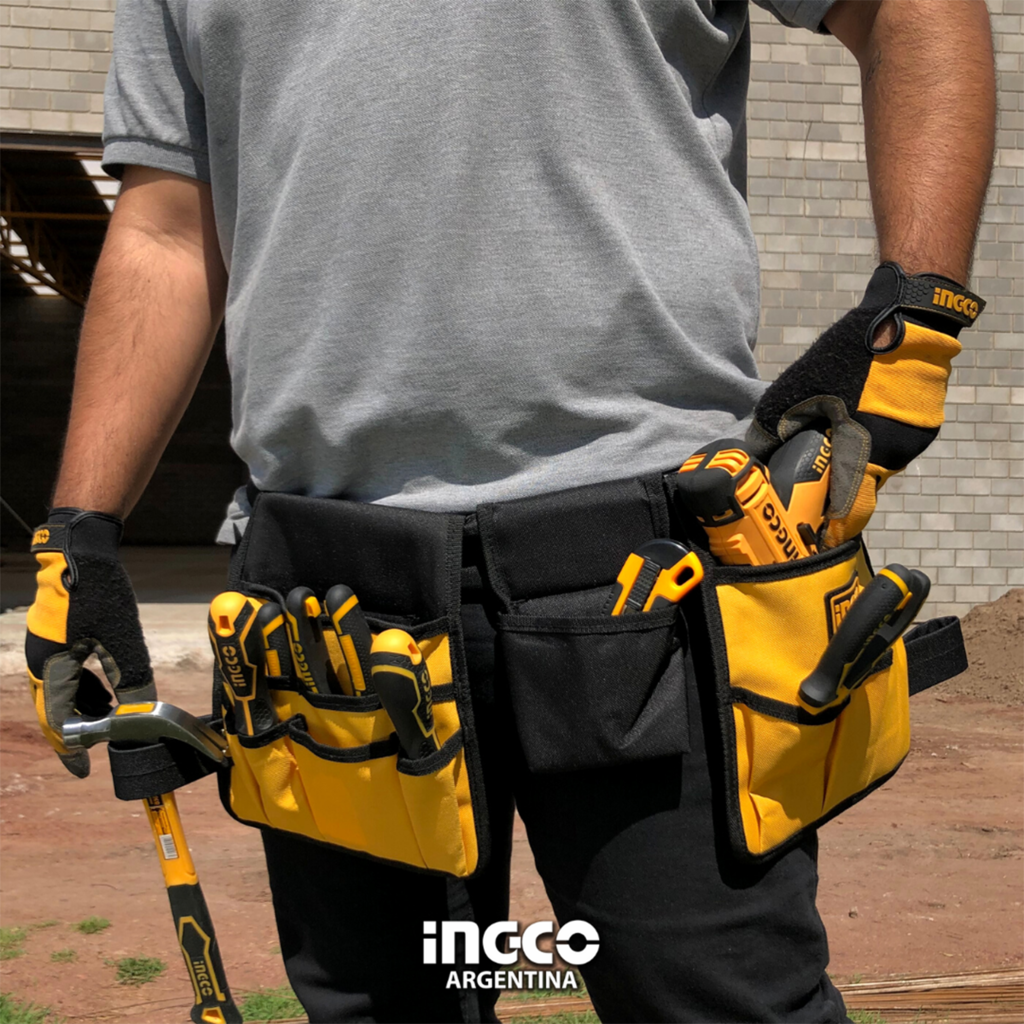 Cinturón ajustable doble Ingco porta herramientas 14 bolsillos —  Electroventas