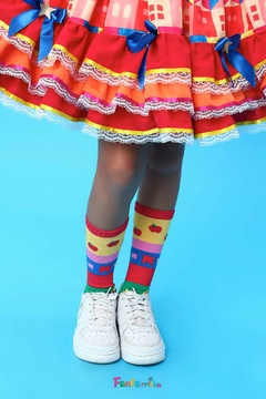 Vestido Bandeirinha - Roupa de Festa Junina Menina Infantil de Luxo - Fantasia Infantil Feminina e Masculina de luxo - Fanfarrinha