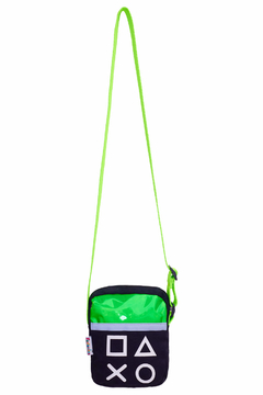 Bolsa lateral gamer verde neon com zíper