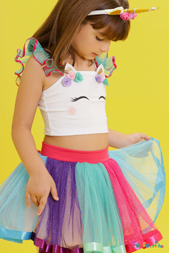 Saia de tule colorida unicornio infantil hotsell