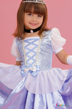 fantasia Princesa Realeza azul luxo festa edição limitada na internet