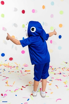 Fantasia Tubarão Azul Shark Conjunto blusa com capuz e short - Fantasia Infantil Feminina e Masculina de luxo - Fanfarrinha