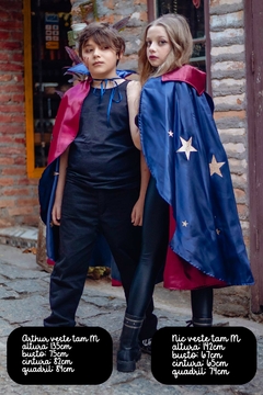 Capa Bruxa Infantil Dupla Face Fantasia Ravena de Halloween