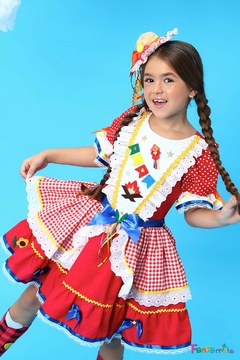 Xadrez Vermelho - Vestido Quadriculado Festa Junina Infantil Menina - comprar online