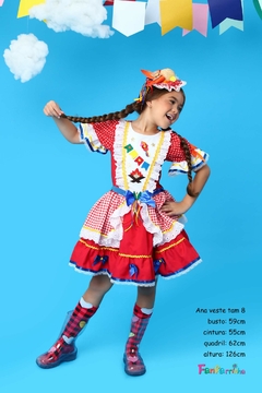 Xadrez Vermelho - Vestido Quadriculado Festa Junina Infantil Menina - Fantasia Infantil Feminina e Masculina de luxo - Fanfarrinha