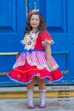 Xadrez Vermelho - Vestido Quadriculado Festa Junina Infantil Menina - loja online
