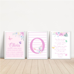 KIT 3 QUADROS FLORAL OLIVIA na internet