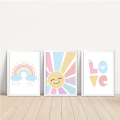 KIT 3 QUADROS BOHO LOVE CANDY