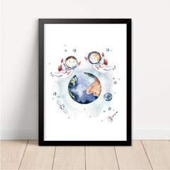 KIT 3 QUADROS ASTRONAUTA AQUARELA - loja online