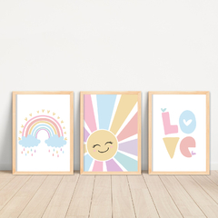 KIT 3 QUADROS BOHO LOVE CANDY - loja online