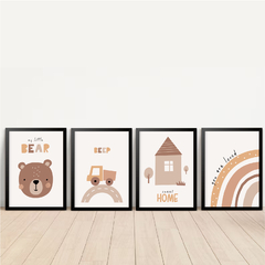 KIT 4 QUADROS URSO BOHO 2 - La Artes