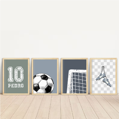 Imagem do KIT 4 QUADROS FUTEBOL VINTAGE CHUTEIRA