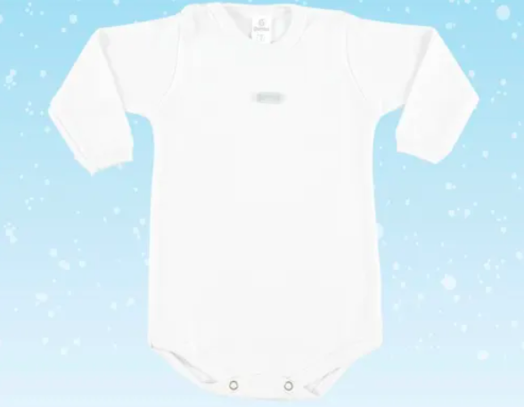 Body Gamise Manga Larga 100 Algodon Blanco Bebe Art.455