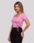 Blusa feminina Cropped Franzido lateral Manga Curta - TOP VINTE