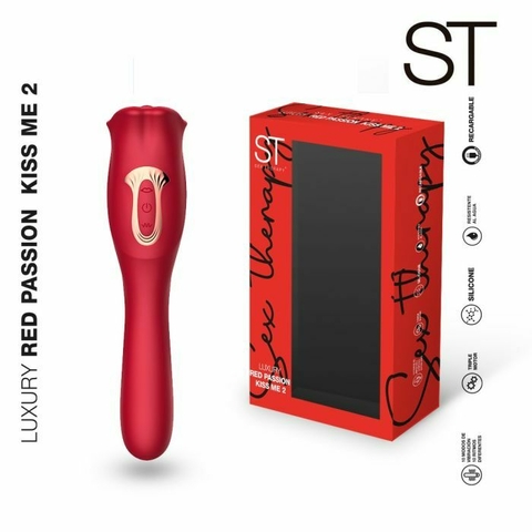 Vibrador + Succionador Luxury Red Passion Kiss Me - ST VB-0629