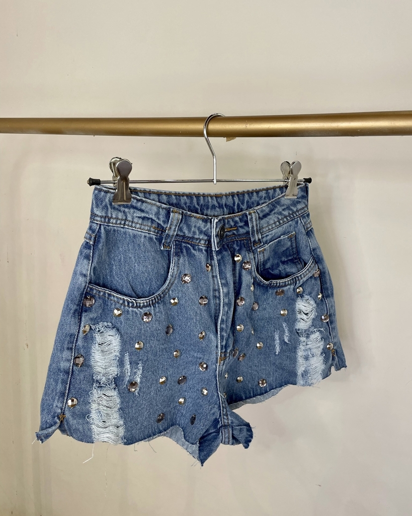 Short jeans store bordado pedraria