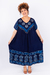 Vestido Elegância Azul Profundo Boho Bordado Plus Size Linha Premium - comprar online