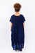 Vestido Elegância Azul Profundo Boho Bordado Plus Size Linha Premium - loja online