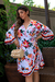 Kimono Vestido Transpassado Floral Moda Boho Hippie Linha Premium na internet