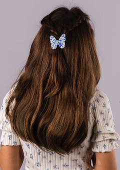 PRESILHA DE CABELO INFANTIL BORBOLETA EM TECIDO LIBERTY LONDON