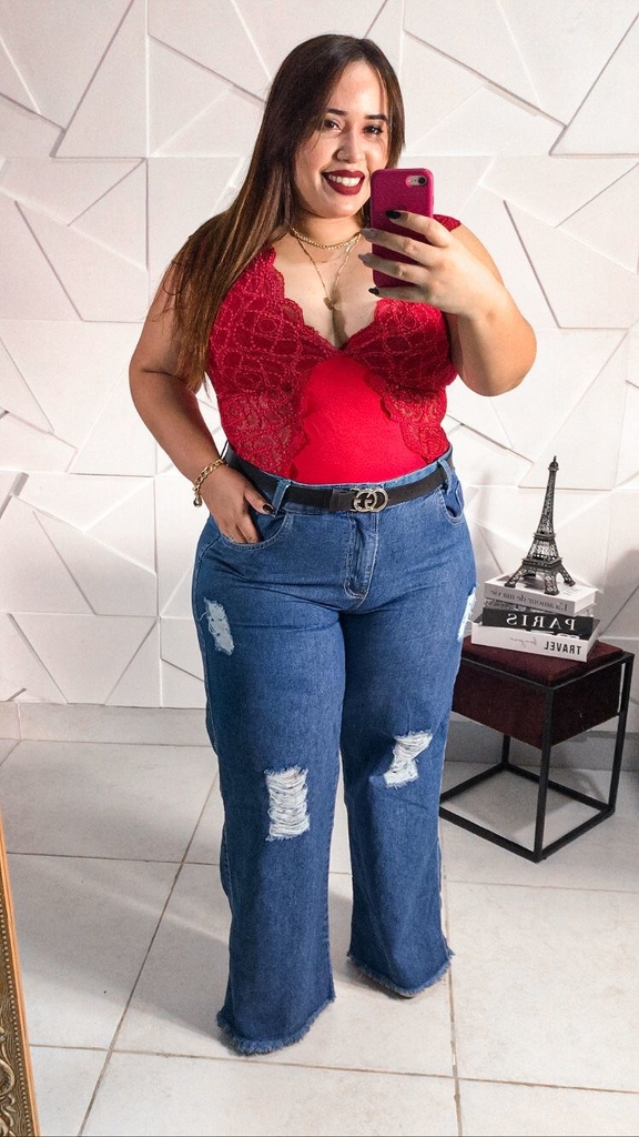 Body renda Plus Size VERMELHO Joy Almeida Moda Plus