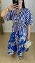 Vestido Luana Inspiração Farm Listrado/Floral Azul - comprar online