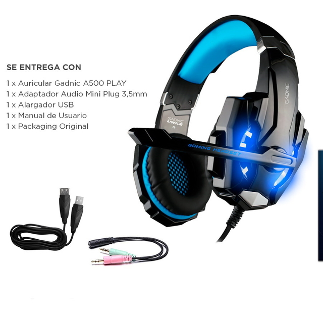 Auriculares Gadnic A700 Play Gamer Compatible Consolas Audio 360° -  MundoChip