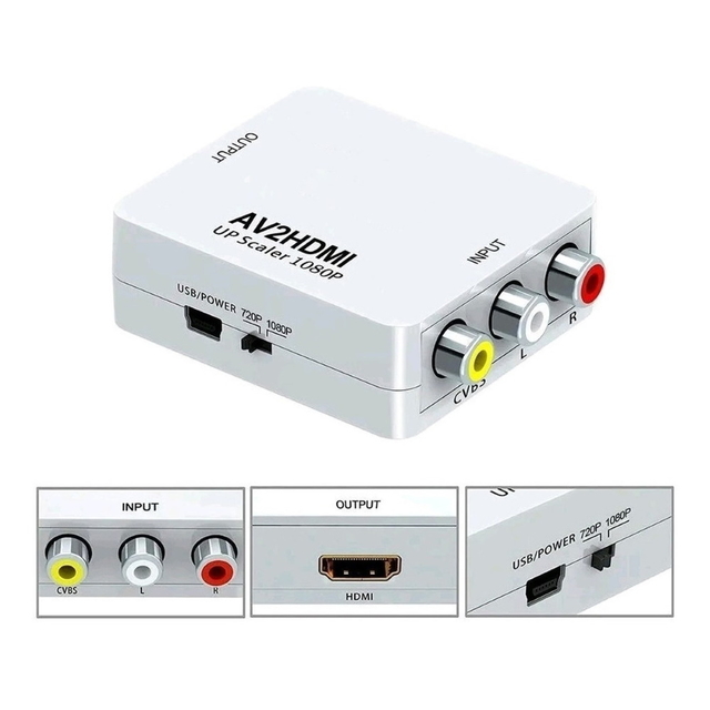 Adaptador HDMI - Conversor de señal HDMI a AV/RCA 1080p INF