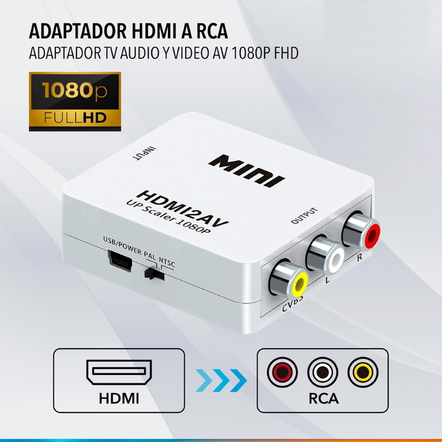 Adaptador Rca Hdmi A Vga 1080p Convertidor De Audio Y Video