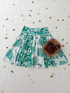 Saia midi verde e branca floral - G - Themargare