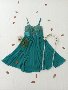 Vestido verde rodado princesa - P/PP