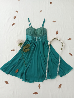 Vestido verde rodado princesa - P/PP - loja online