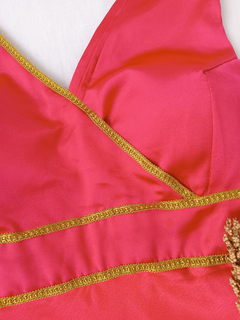 Imagem do Vestido longo evasê pink e dourado - GG