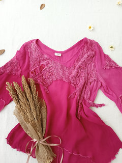 Blusa pink boho rustica - G