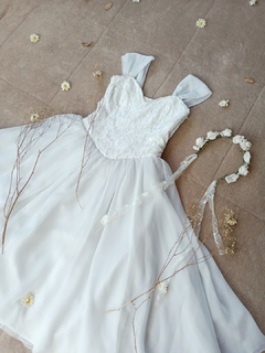 Imagem do Vestido vintage branco Super midi de renda e voil princesa - PP