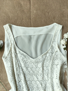 Blusa de delicada romântica com renda branca off white - P - comprar online