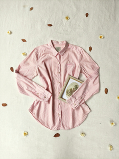 Camisa social branca e rosa listradinha Mob - M