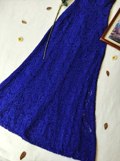 Vestido longo azul royal de renda - P - Themargare