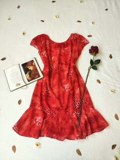 Vestido midi vermelho boneca - M - comprar online